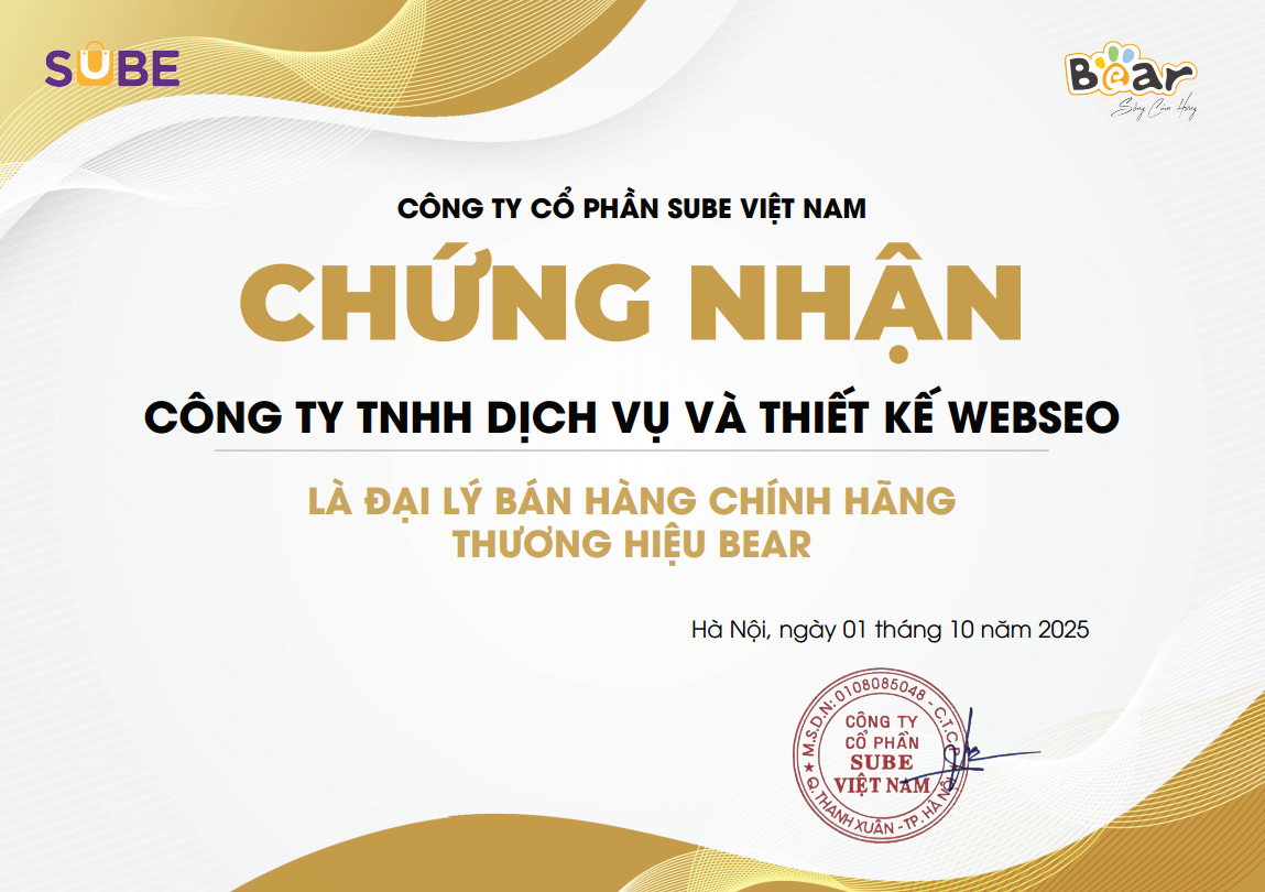 Chứng nhận đại lý Bear Việt Nam
